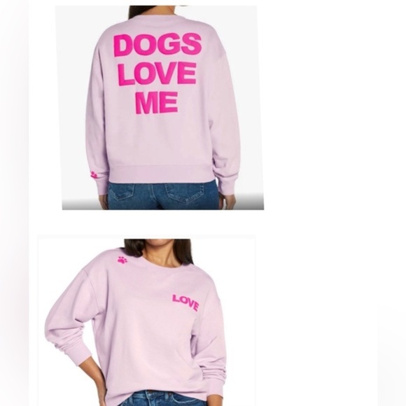Wildfox light purple‎ lilac “Dogs Love Me” Graphic print Crewneck Sweatshirt - Picture 2 of 7